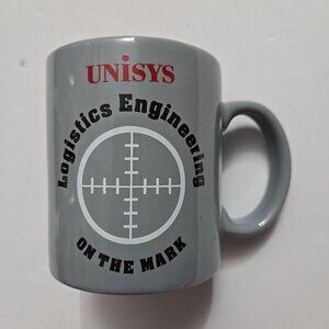 Vintage UNISYS Logistics Engineering Coffee Mug Cross Hairs Gray Made in Japan